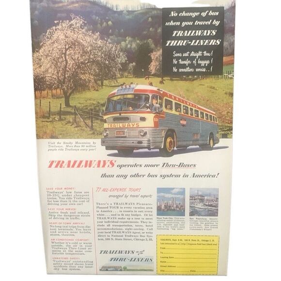 Vintage 1952 Trailways More Thru-Buses Ad Advertisement - Picture 3 of 3